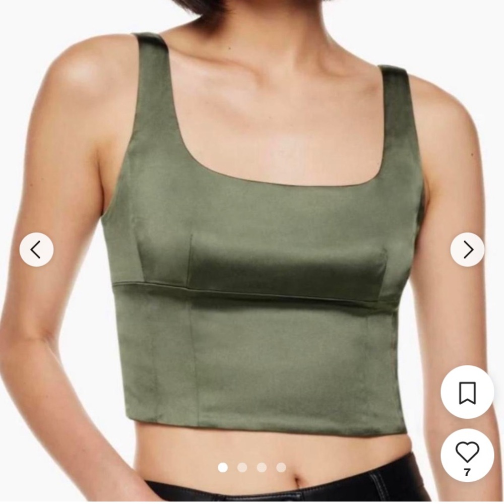 Aritzia Satin Top Green - Wilfred - Size L